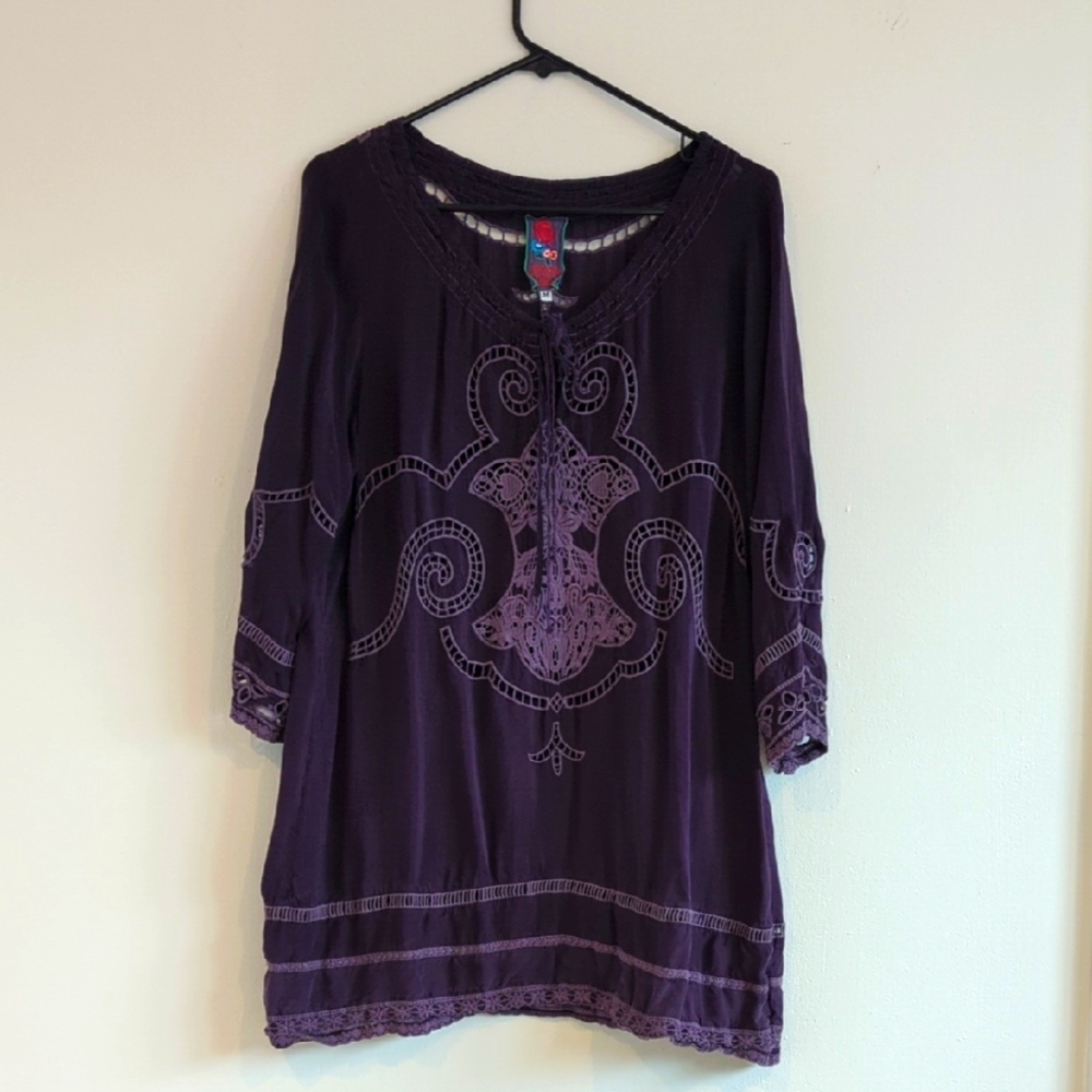 Johnny Was Dark Purple Tunic